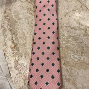 Ralph Lauren Pink Tie with Green Diamond Pattern